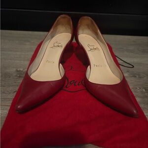 Christian Louboutin Red Pointed Toe Women's D'Orsay Flats.